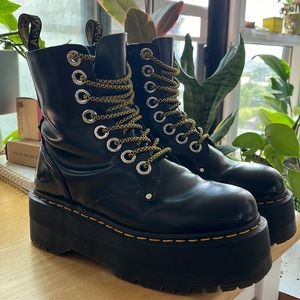 Dr. Martens Jadon Max Women's Leather Platform Boots in Black